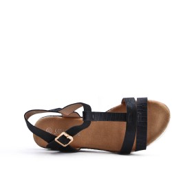 Women's faux leather wedge sandal