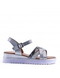 Women's faux leather wedge sandal