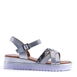 Women's faux leather wedge sandal