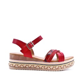 Women's faux leather wedge sandal