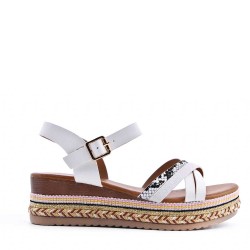 Women's faux leather wedge sandal