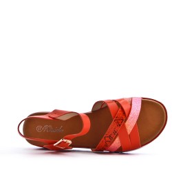 Women's faux leather wedge sandal