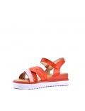 Women's faux leather wedge sandal