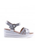 Women's faux leather wedge sandal