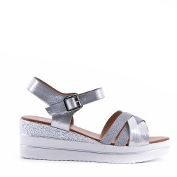 Women's faux leather wedge sandal