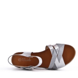 Women's faux leather wedge sandal