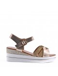 Women's faux leather wedge sandal