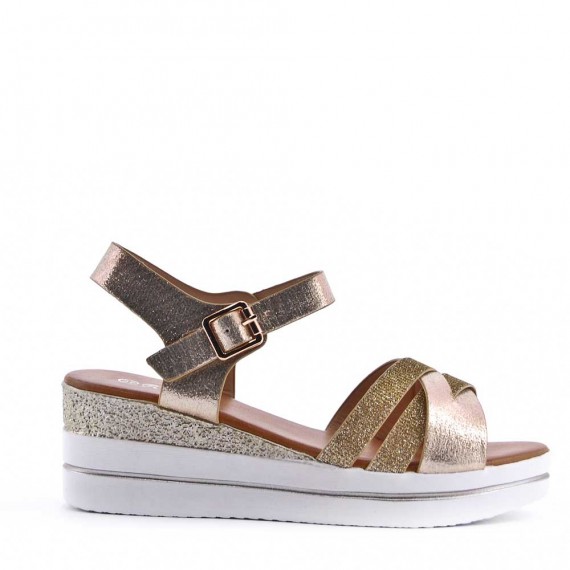 Women's faux leather wedge sandal