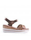 Women's faux leather wedge sandal