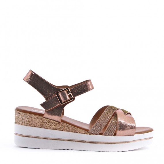 Women's faux leather wedge sandal