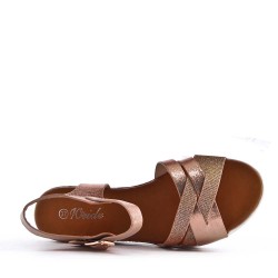 Women's faux leather wedge sandal