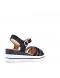 Women's faux leather wedge sandal