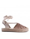 Flat sandals in a material mix for women