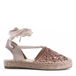 Flat sandals in a material mix for women