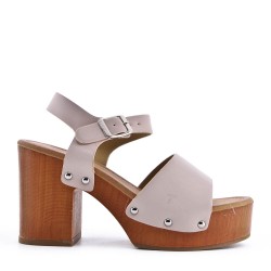 Sandal in mixed materials for women