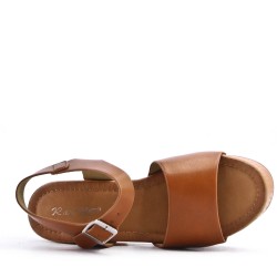 Sandal in mixed materials for women