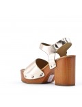 Sandal in mixed materials for women