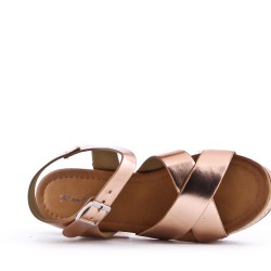 Sandal in mixed materials for women