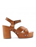 Sandal in mixed materials for women