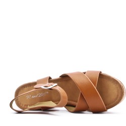 Sandal in mixed materials for women