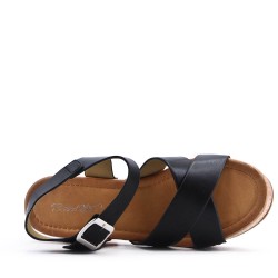 Sandal in mixed materials for women