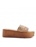 Sandal in mixed materials for women