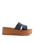 Sandal in mixed materials for women