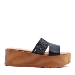 Sandal in mixed materials for women