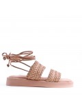 Flat sandals in a material mix for women