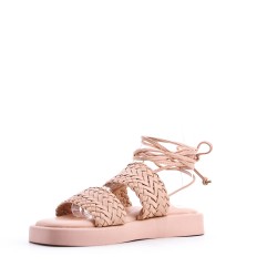 Flat sandals in a material mix for women