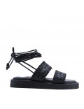 Flat sandals in a material mix for women