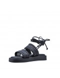 Flat sandals in a material mix for women