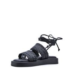 Flat sandals in a material mix for women