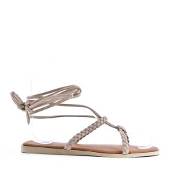 Flat sandals in a material mix for women