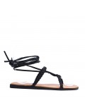 Flat sandals in a material mix for women