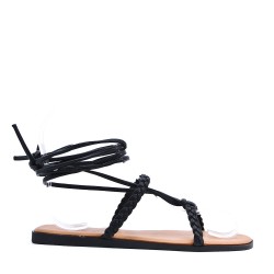 Flat sandals in a material mix for women