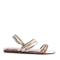 Flat sandals in a material mix for women