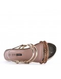 Flat sandals in a material mix for women