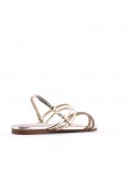 Flat sandals in a material mix for women