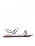 Flat sandals in a material mix for women