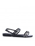 Flat sandals in a material mix for women