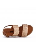 Flat sandals in a material mix for women