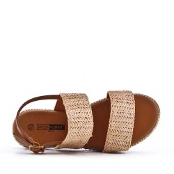 Flat sandals in a material mix for women