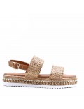 Flat sandals in a material mix for women