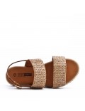 Flat sandals in a material mix for women