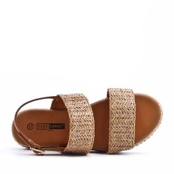 Flat sandals in a material mix for women