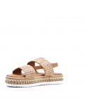 Flat sandals in a material mix for women