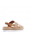 Flat sandals in a material mix for women