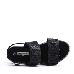 Flat sandals in a material mix for women