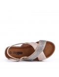 Flat sandals in a material mix for women